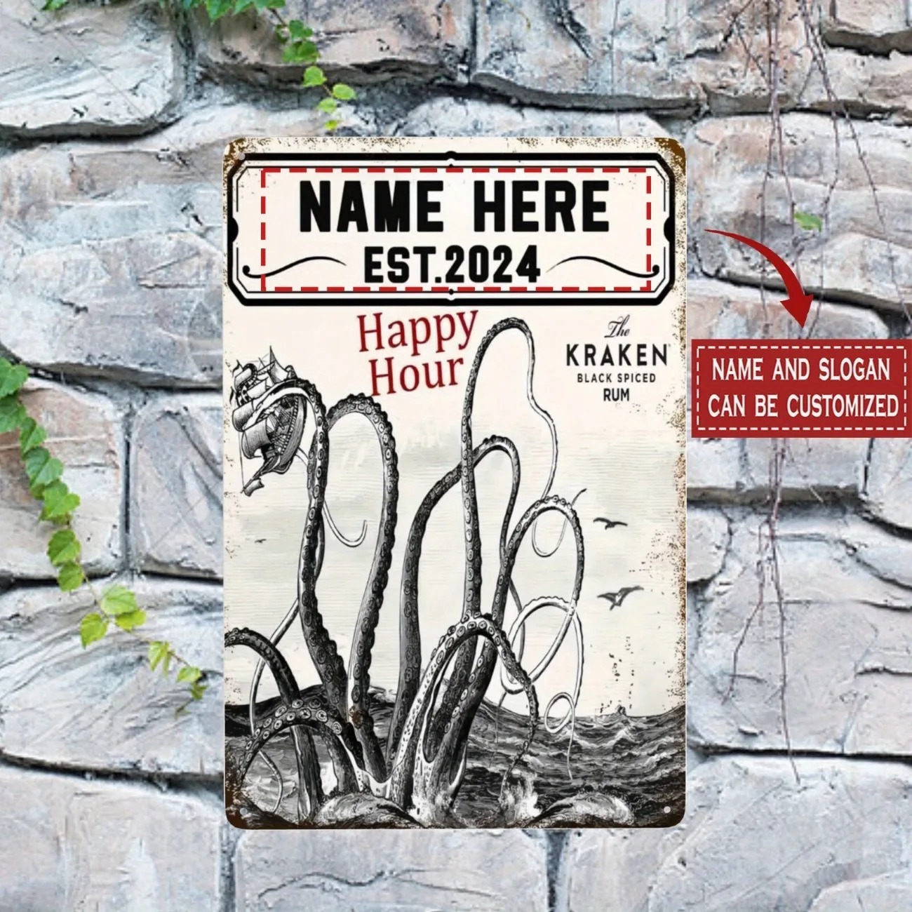Home Bar Signs - CIFbuy 2D Flat Vintage Kraken Metal