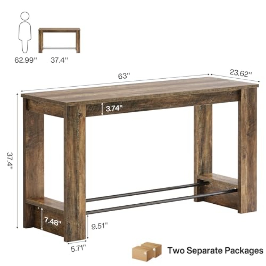 63'' Bar Table Set of 2, Count - огляд і ціна Home Bar And Counter