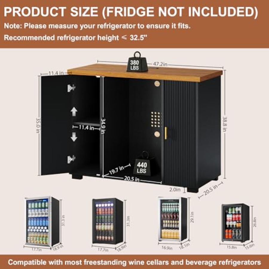 47 Fluted Coffee Bar Cabinet w - огляд і ціна Home Bar And Fridge