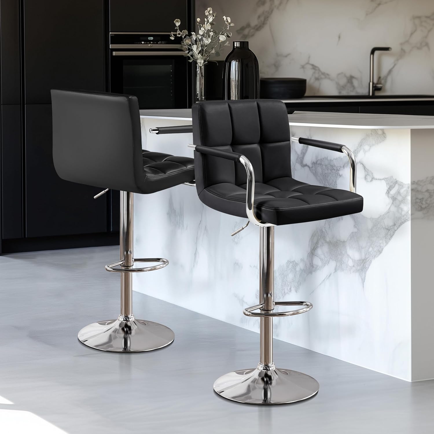 Bar Stools Set Of 2, PU Leathe - огляд і ціна Home Bar Stools