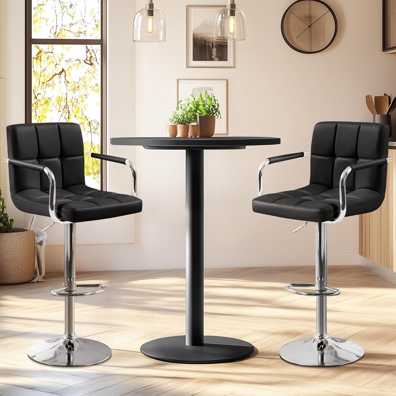 Bar Stools Set Of 2, PU Leathe - огляд і ціна Home Bar Stools