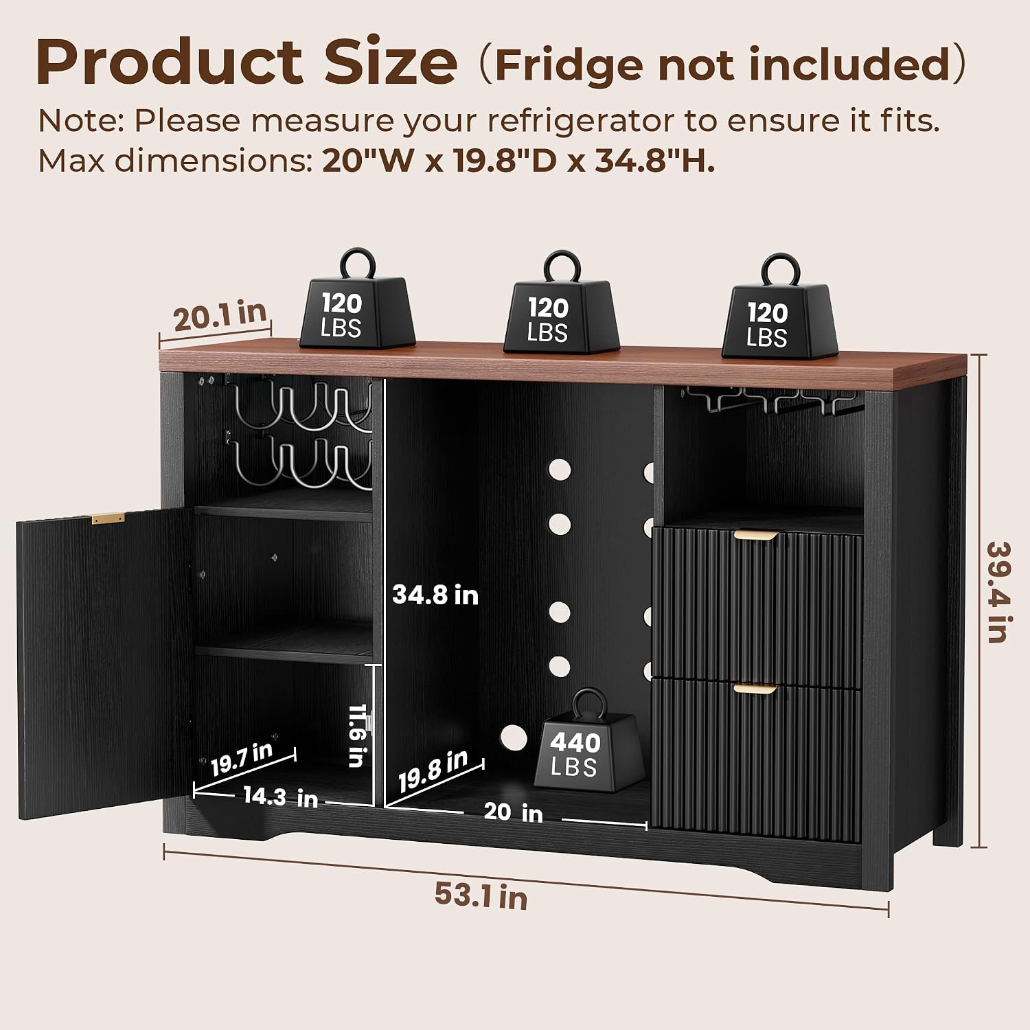 Coffee Bar Cabinet with Mini F - огляд і ціна Home Bar And Fridge