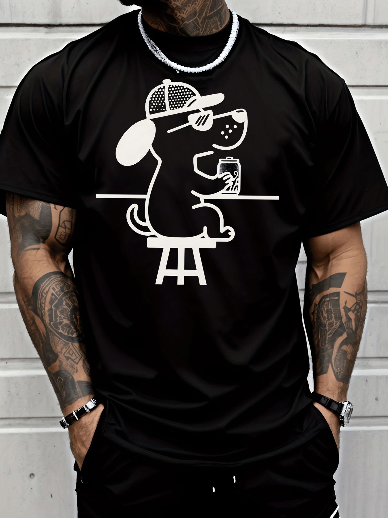 Men Black Crew Neck Tee White  - огляд і ціна Home Bar Stools