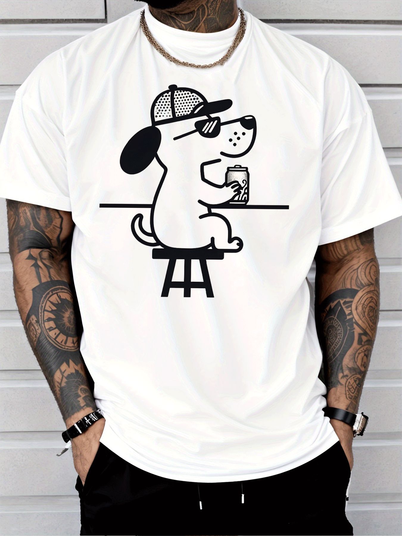 Men Black Crew Neck Tee White  - огляд і ціна Home Bar Stools