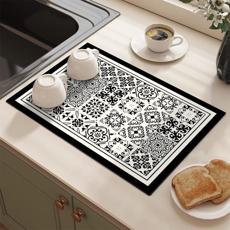 Retro Tile Pattern Absorbent D - огляд і ціна Bar Mat Rubber