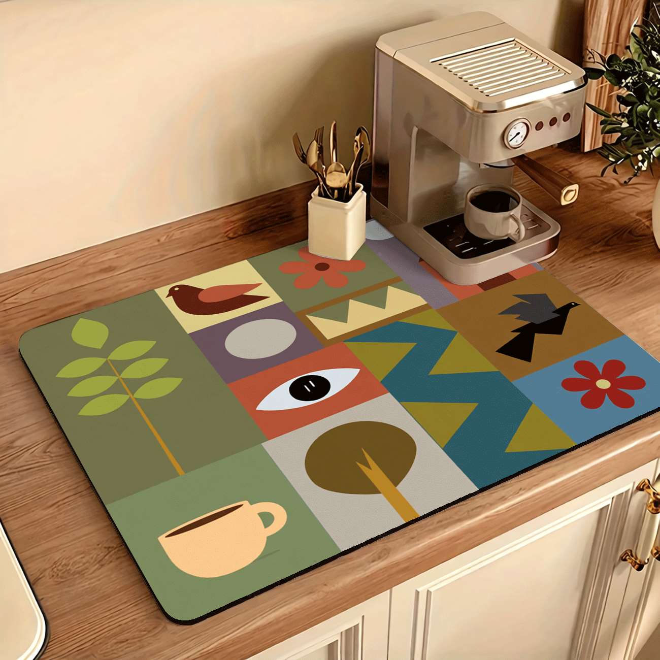 Mid-Century Modern Geometric P - огляд і ціна Bar Mat Rubber