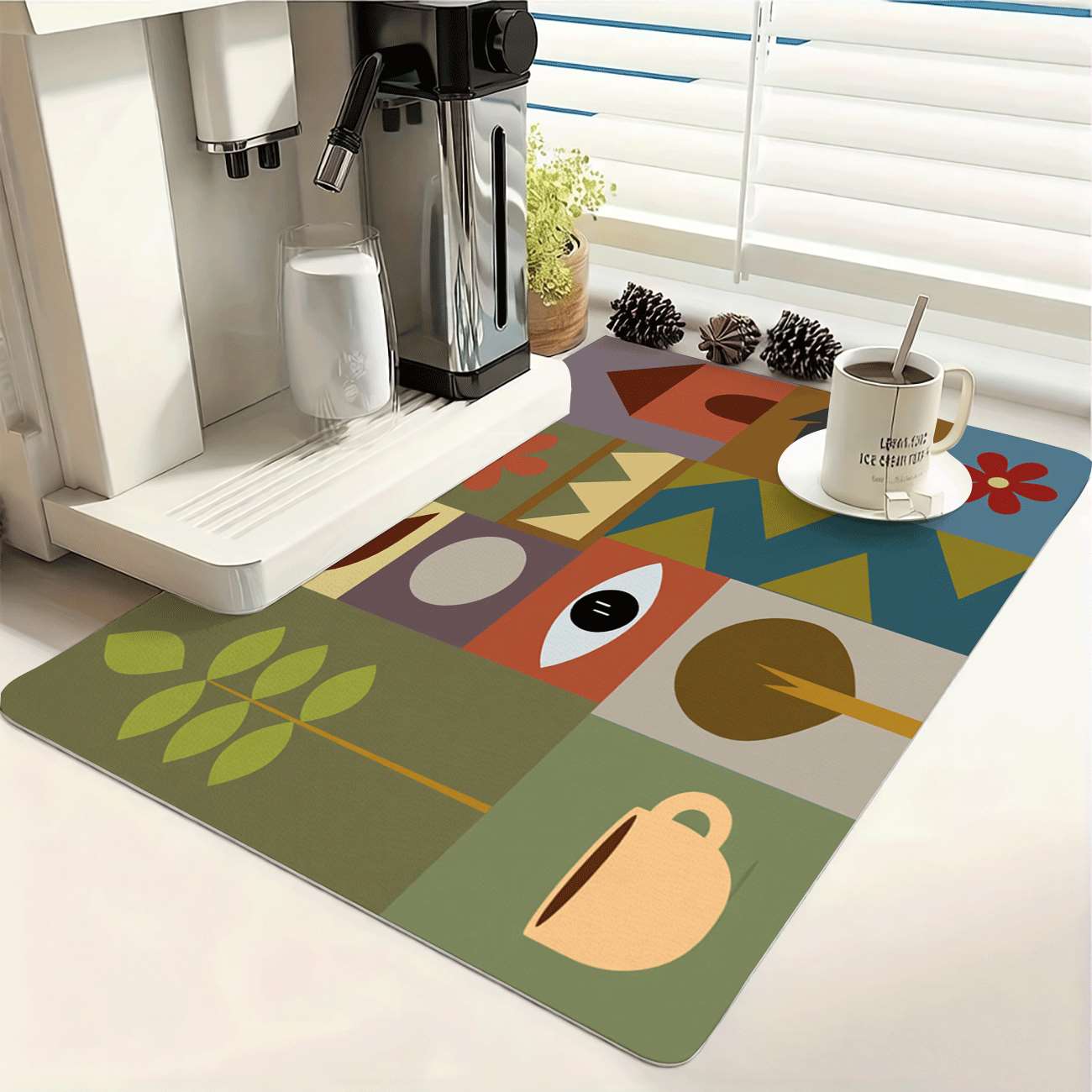 Mid-Century Modern Geometric P - огляд і ціна Bar Mat Rubber