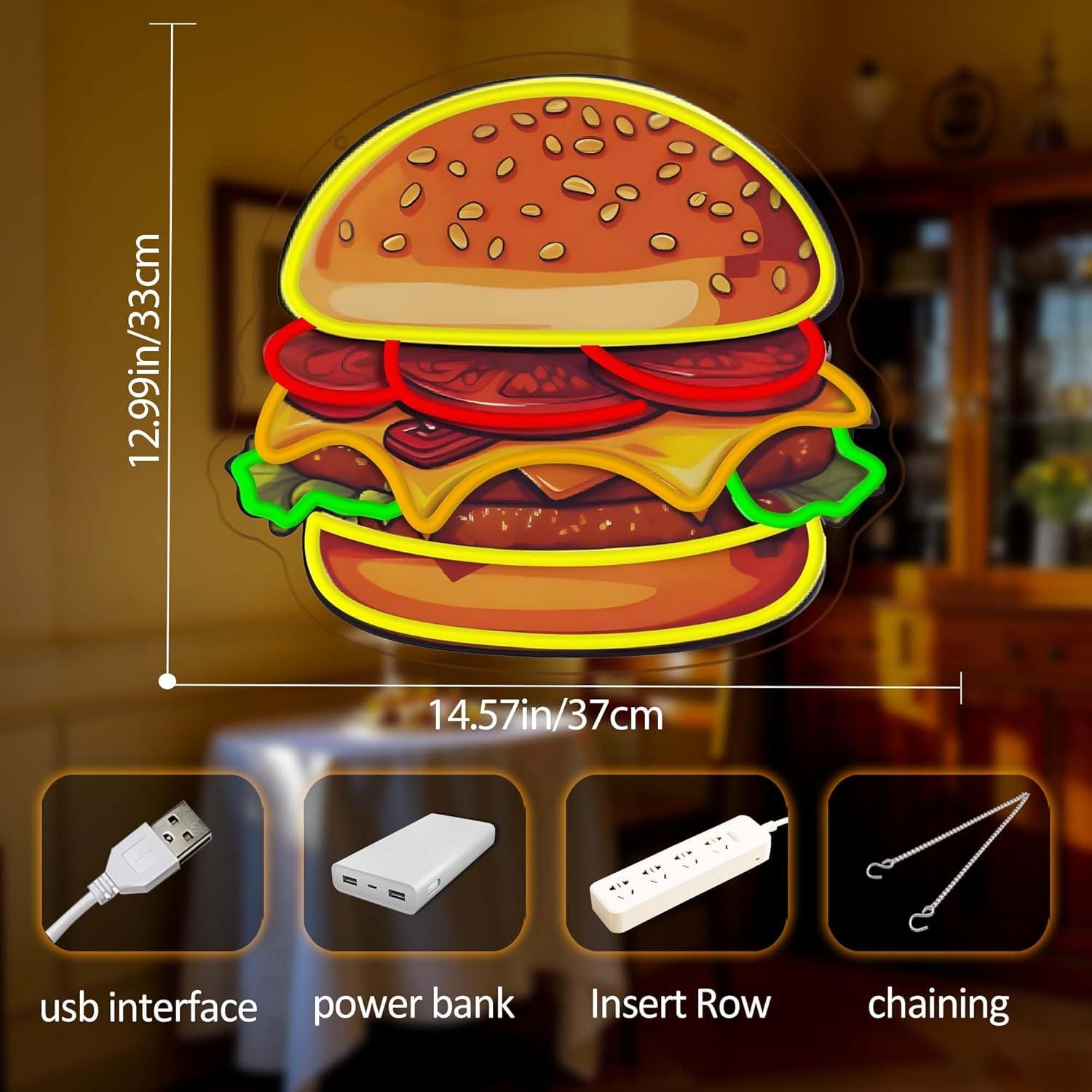 Burger Neon Sign LED Hamburger - огляд і ціна Home Bar Signs