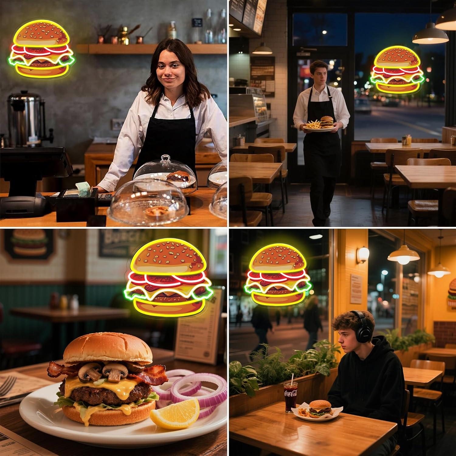 Burger Neon Sign LED Hamburger - огляд і ціна Home Bar Signs