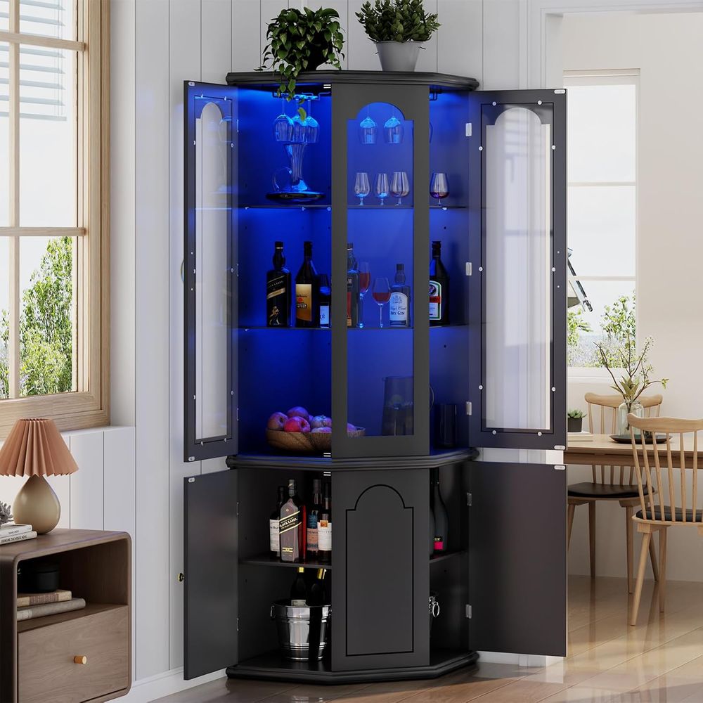 Illuminated Bar Cabinet with T - огляд і ціна Home Bar And Cabinet