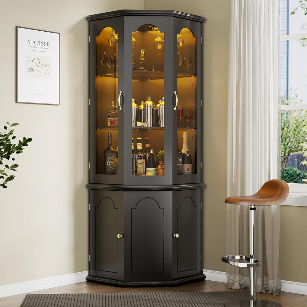 Illuminated Bar Cabinet with T - огляд і ціна Home Bar And Cabinet